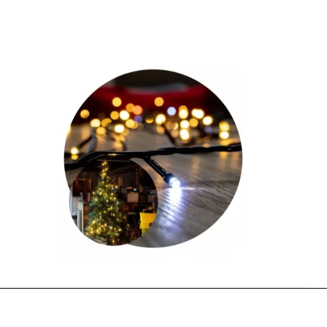Cordão 100 Leds 10m Com Strobo 4 Fixo 1 Pisca Prova D'água Luz Quente 220v Decoração natal FESTA