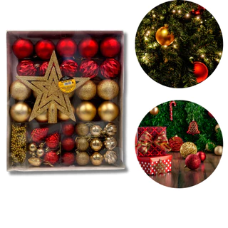 Enfeites de Natal Bolas Estrela Dourado e Vermelho Completo Decoração Enfeites para árvore de Natal