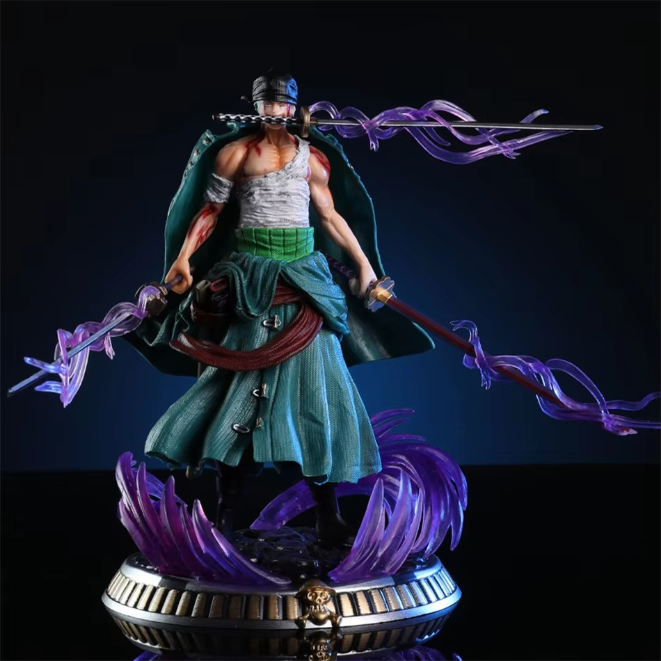 Action Figure - Banho de Sangue Roronoa Zoro Estátua Com 3 Espadas One Piece Art - ENVIO IMEDIATO