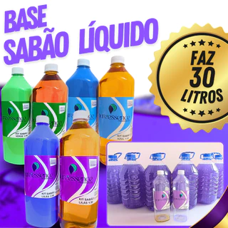 Base kit sabão líquido faz 30 litros lava roupas premium - Tipo OMO ARIEL e DOWNY