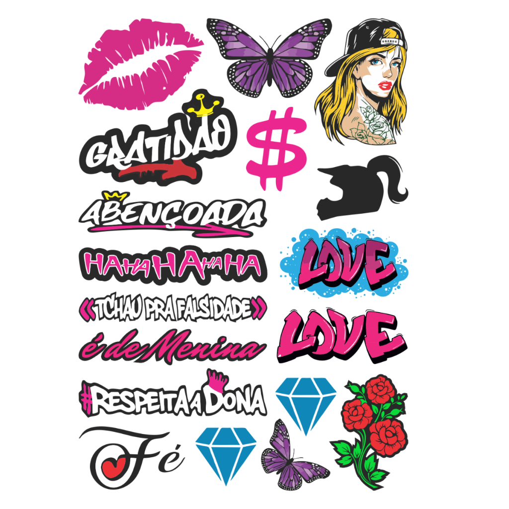 Adesivo Feminino Para Moto Capacete Carro Bike Cartela com 18 Adesivos ...