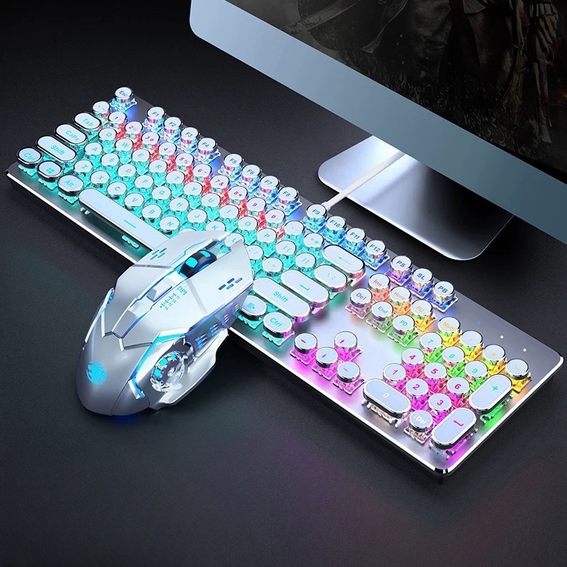 KIT Teclado 100% mecânico Punk Esports + mouse para jogos Um item obrigatório para os jogadores -V2