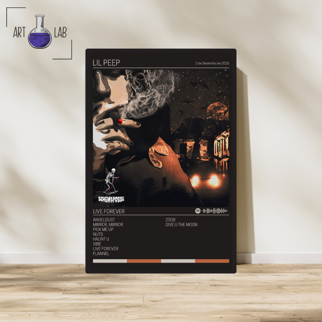 Quadro decorativo Lil Peep - Live Forever álbum moldura e vidro