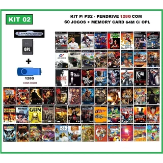 KIT - Pendrive com jogos de ps2 + Memory card 64M com OPL - Leia a descrição