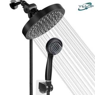 Chuveiro E Ducha Manual Redondo Terno De Parede Cor Fosco Preto Yesop