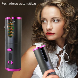 Modelador de cabelo automático sem fio com bateria recarregável de cerâmica embutida