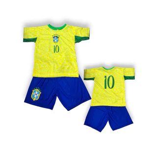 Kit Infantil e Juvenil de Futebol Camiseta e Short - Seleção Brasil 2024