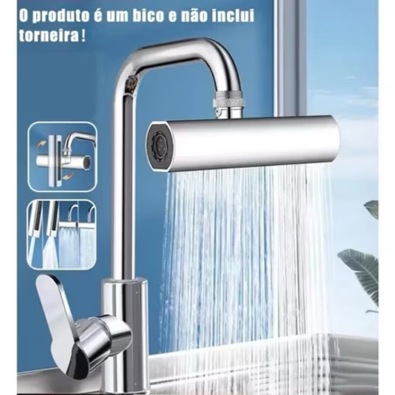 360 ° Rotação 4 Em 1 Bico De Torneira De Cozinha Cascata 4-Funções Bocal De Alta Pressão Para Pia-envio imediato
