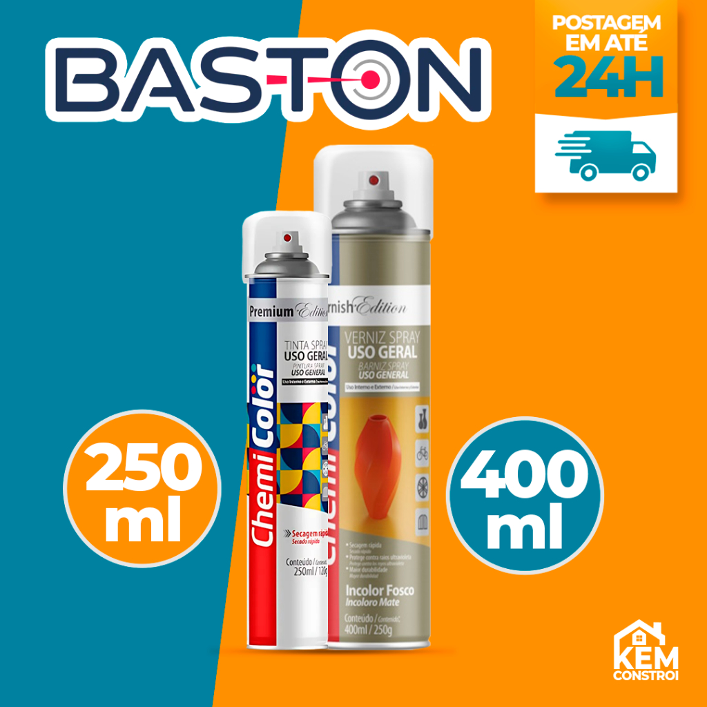 Tinta Spray Uso Geral 250ML/400ML Verniz Fosco - Baston