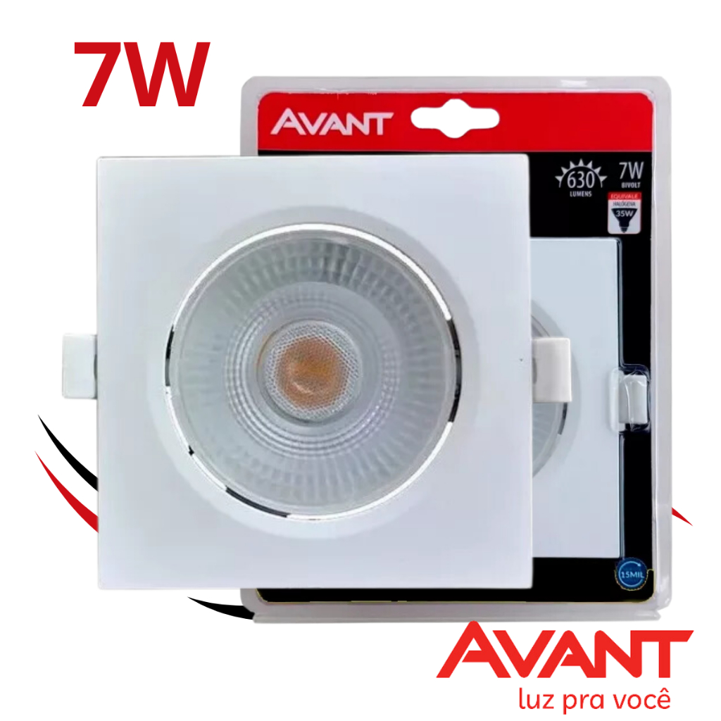 Spot Led 7w Quadrado Embutir Gesso Teto Direcionável Avant