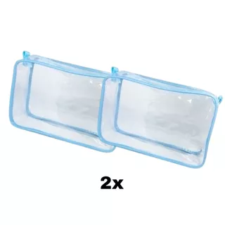 Kit com 2 necessaire Transparente 23x15 viagem, maquiagem, esmalte, organizadora, multiuso em Oferta na Shopee