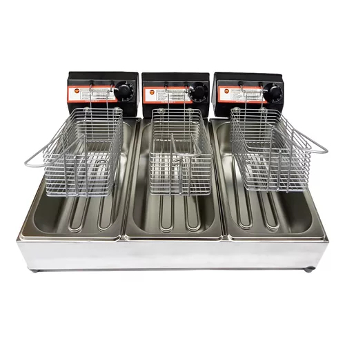Fritadeira Elétrica Industrial tripla 3 Cubas Inox Total 9 L