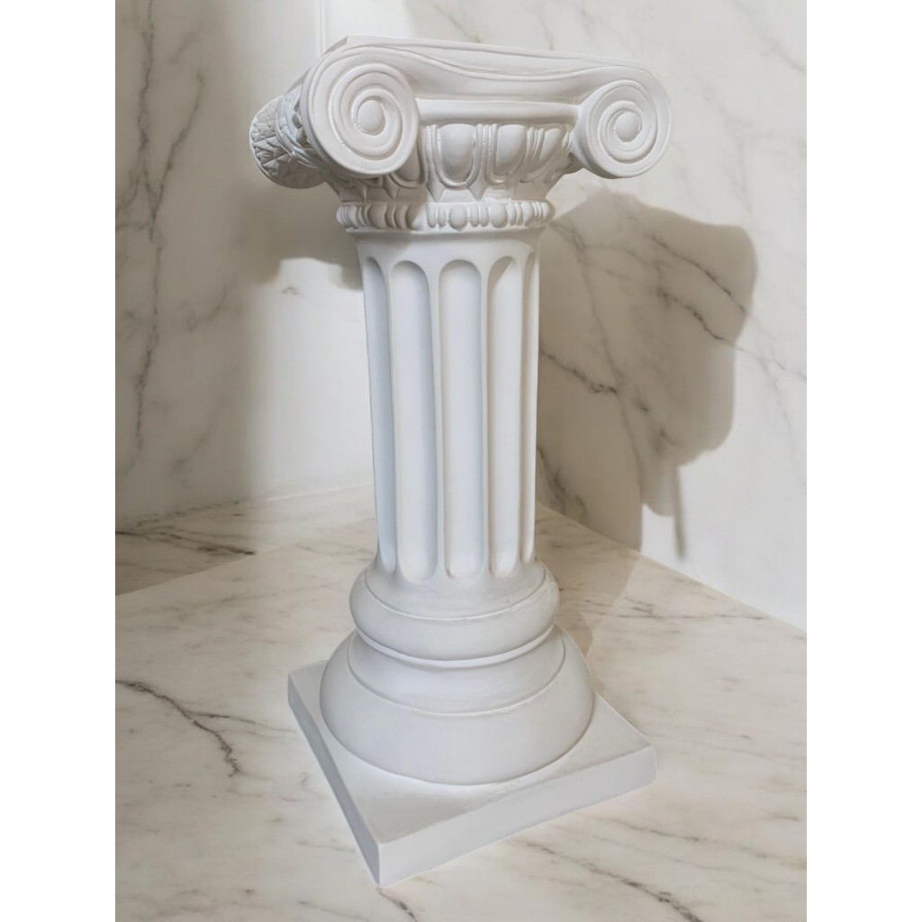 Coluna Grega Branca Trabalhada 60 Cm Grécia Decoração Luxo