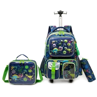Kit Mochila Rodinha Infantil Escolar Feminina Masculino Reforçada
