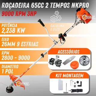 Roçadeira Profissional Gasolina Nakasaki Japan 65cc 3hp + Enxada rotativa