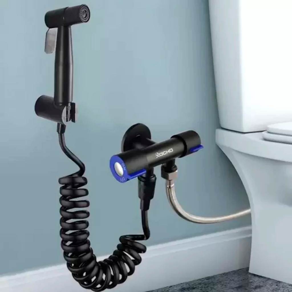 Kit Ducha Higiênica Com Registro em Aço Escovado 304 Válvula Dupla Saída 1/2 Para Banheiro Cozinha