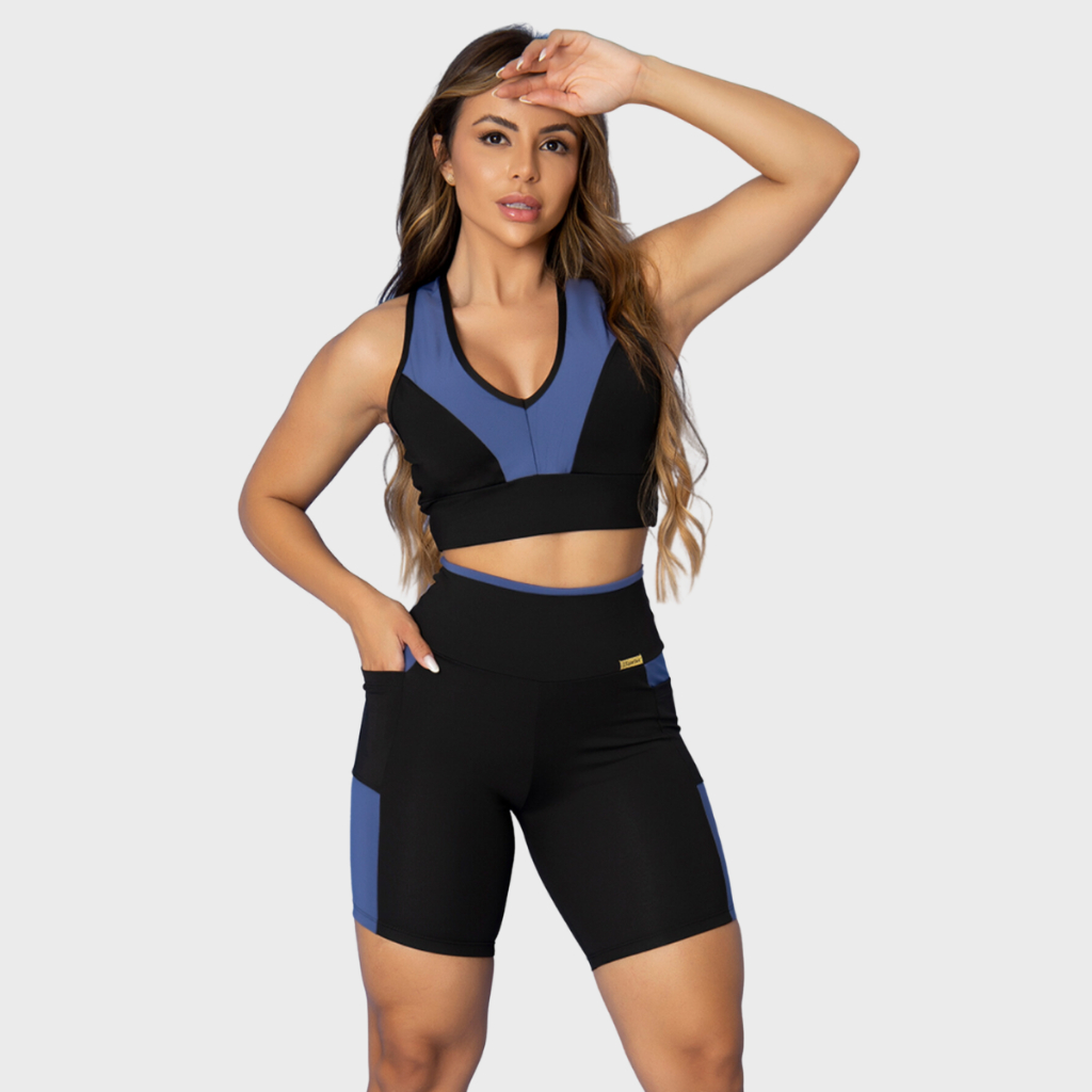 Conjunto Top Short Fitness Feminino Tarelles