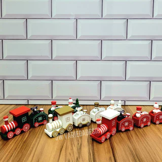 Enfeite De Natal Trem Trenzinho Do Papai Noel Madeira 22cm