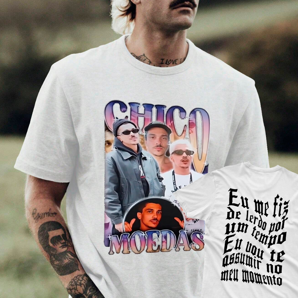 Camisa Camiseta Chico Moedas Vintage Unissex 100% Algodão