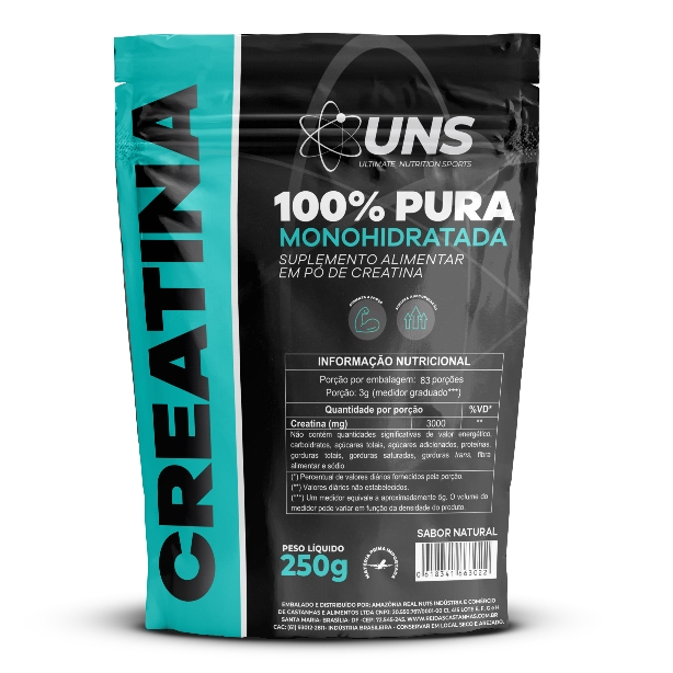 Creatina - 250G - 100% Pura Monohidratada - [UNS] - Marca exclusiva da Indústria Rei das Castanhas