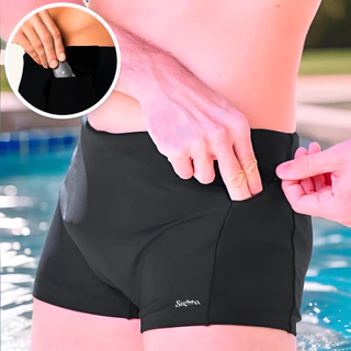 Sunga Boxer Masculina Bolso Lateral Ziper Lateral Adulto Short Banho Forrado Praia Piscina Natação