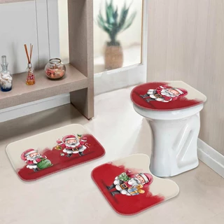 Jogo Tapetes de Natal para Banheiro Papai Noel Fofinho