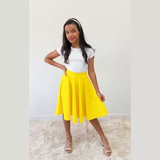 Saia Godê Infantil Amarela Moda evangélica