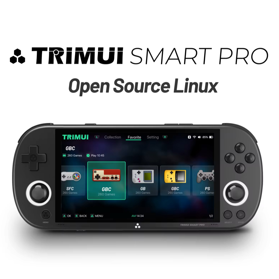 Trimui-Smart Pro Handheld Game Console, 4.96 "Tela IPS, Sistema Linux Joystick, Iluminação RGB, Retro Video Game Player,