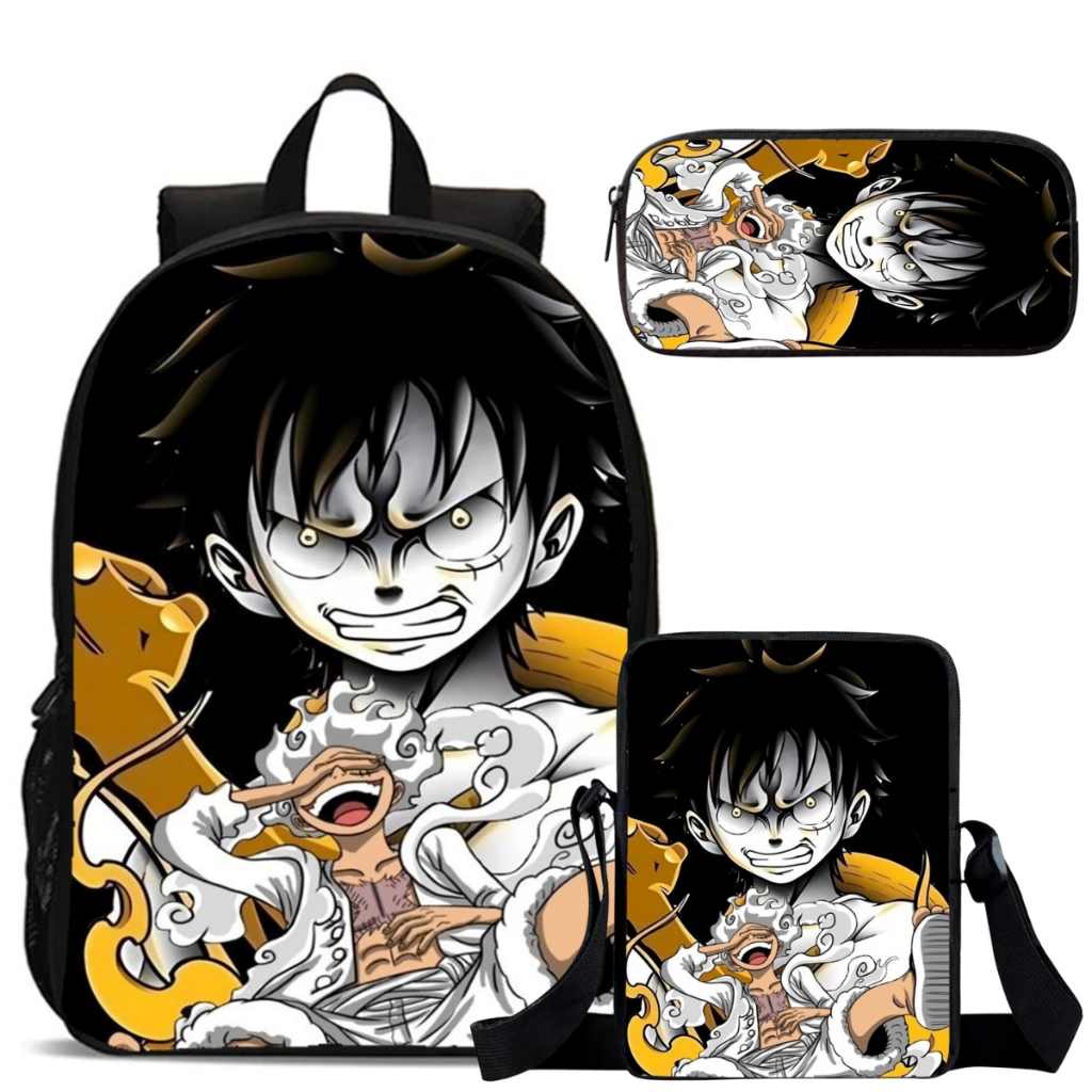Kit Mochila Com Lancheira E Estojo Luffy Gear Five One Piece Infantil ...