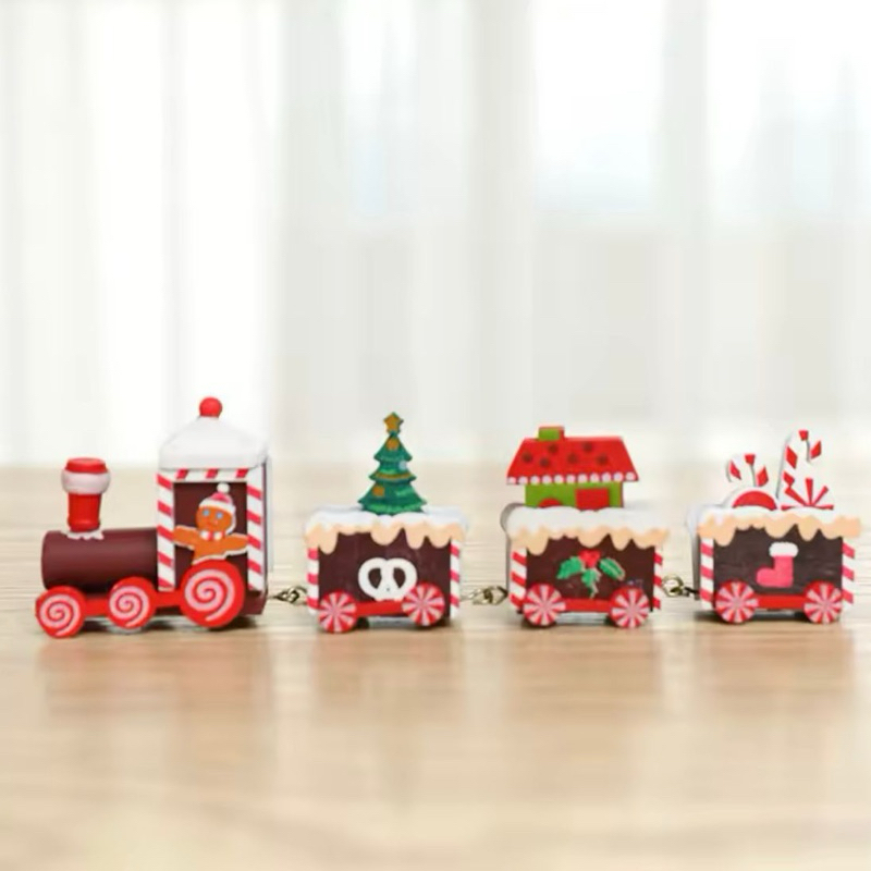 Trem Natalino De Madeira Decorativo 4pçs