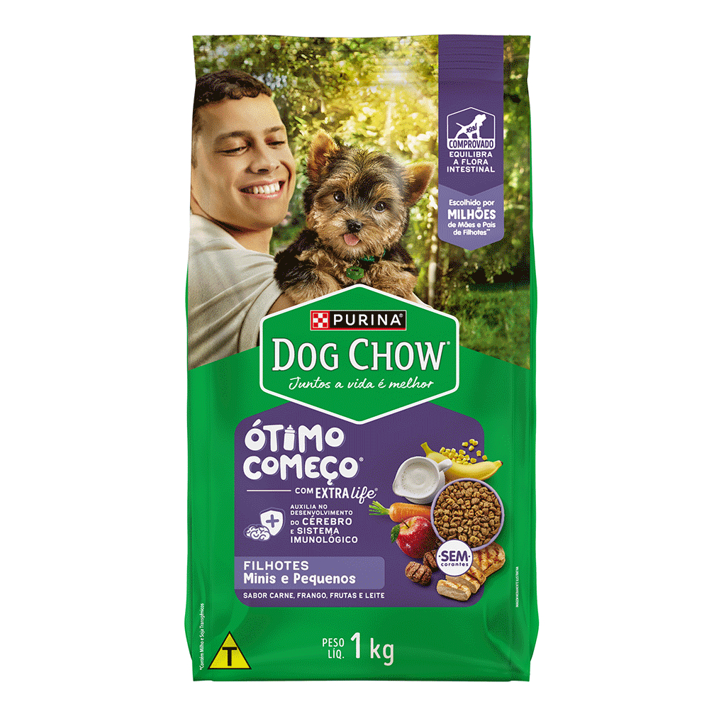 Dog Chow 3kg Filhotes Minis e Pequenos Carne, Frango e Arroz Cães Ração ...