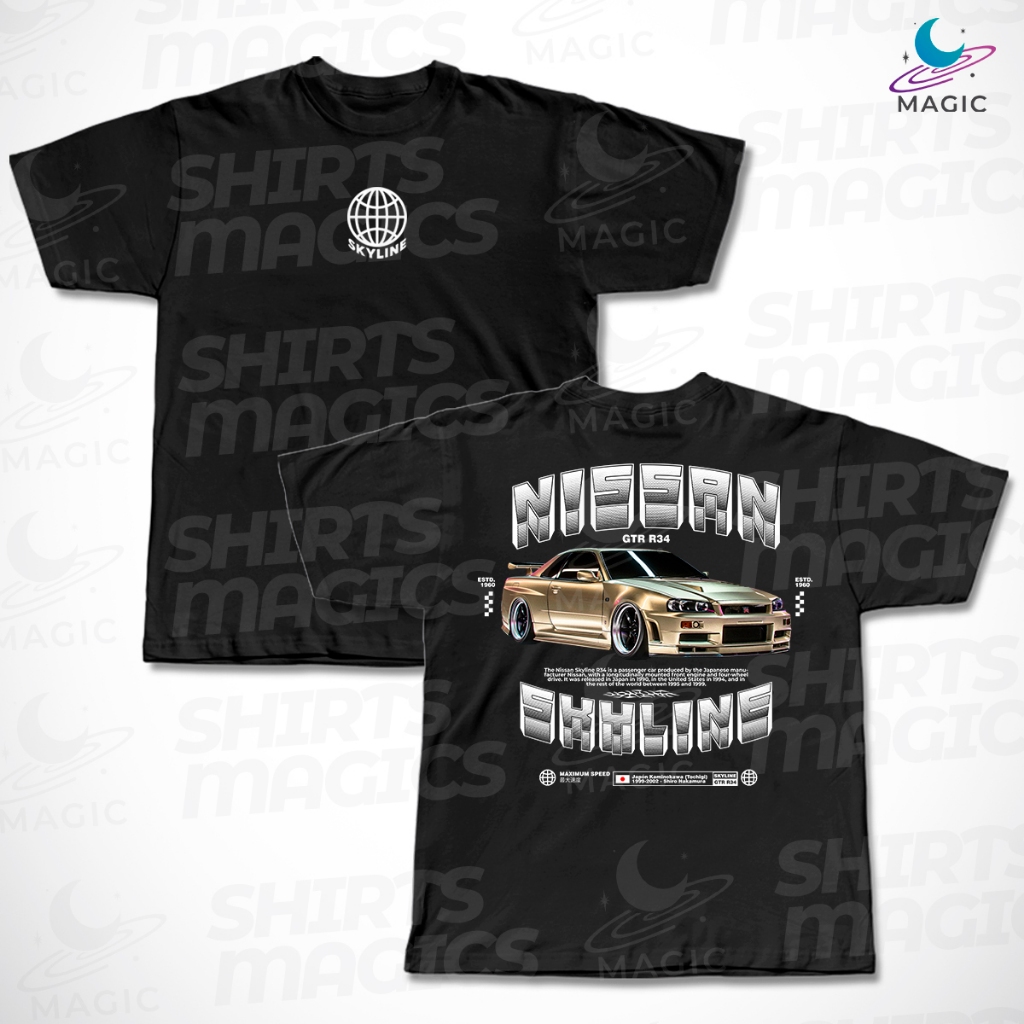 Camiseta Skyline R34 Gold Word 100% Algodão