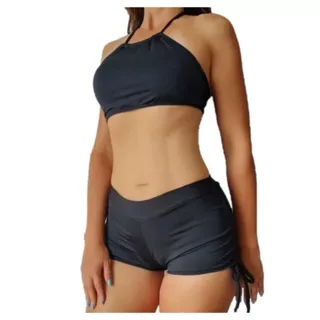 Conjunto Biquíni Sunquini Top e Shorts Cordinha Lateral Moda Praia