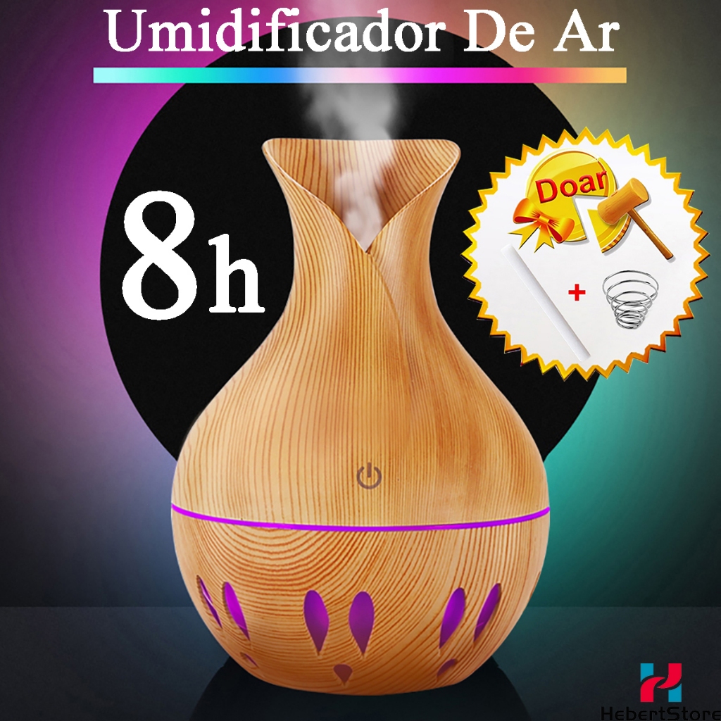 Umidificador De Ar E Aromatizador 8 Horas 4 Em 1 Multifuncional Madeira ...