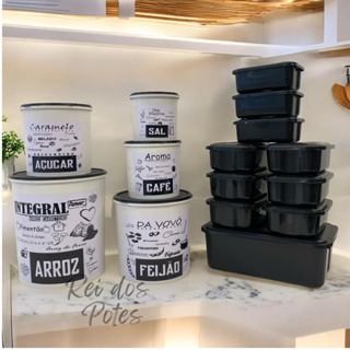 Kit potes mantimentos plástico para cozinha jogo com 10 potes herméticos Shopee Brasil