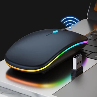 Mouse Sem Fio Wireless Recarregavel Led Rgb 2.4GHz Bluetooth Bateria Interna Ergonômico Silencioso