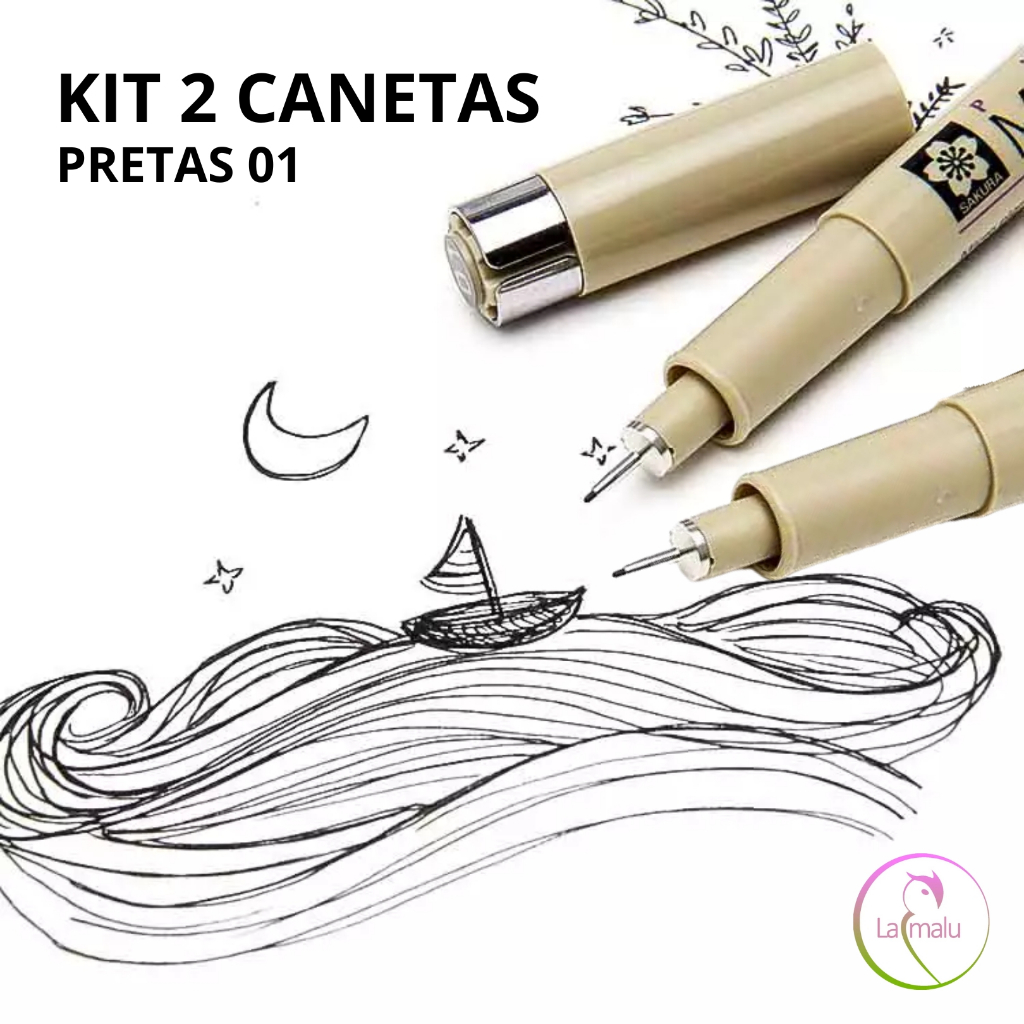 Sakura Pigma Micron Stifte Set – 3 Stück In Schwarz (0,45 Mm & 0,5 Mm) Mit Gratis PN Stift