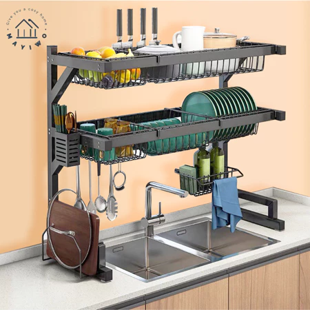 Única/dupla Suspensa Modular Escorredor Louça Organizador Estante de 65/85cm 