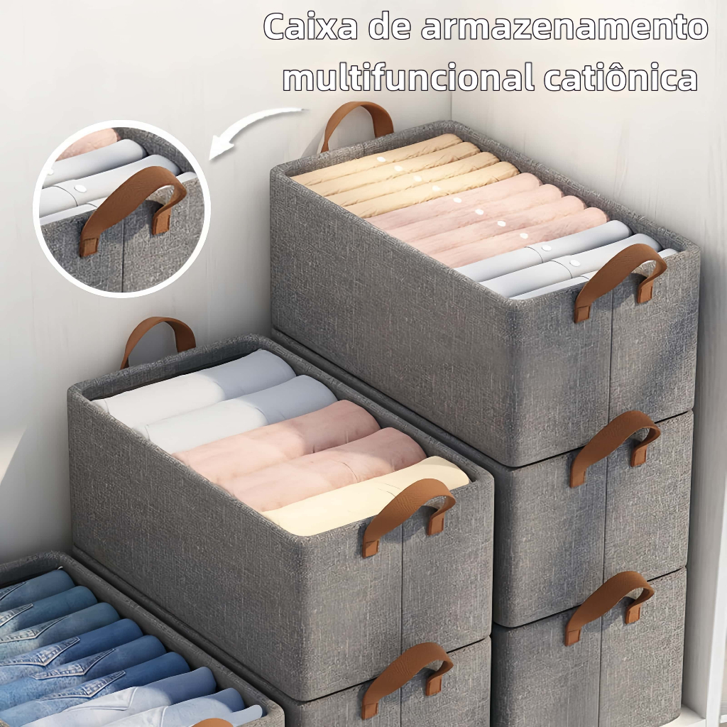 Cesto Organizador de Guarda Roupas Reforçado Caixa para Armazenar Multiuso Rígido organizador de roupas