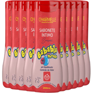 KIT 10 SABONETE ÍNTIMO BABABLU MORANGO CHARMELLE SENSUAL PH EQUILIBRADO