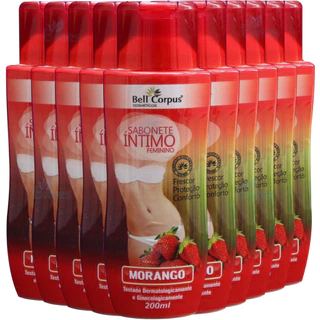 KIT 10 Sabonete Íntimo Feminino Morango Bell Corpus Cosméticos