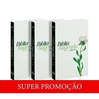 Kit 3 Biblias Gigante | ARC | PPM | Harpa e Corinhos | Flor Branca