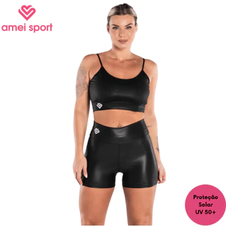 Short Feminino Fitness Proteção UV 50+ academia