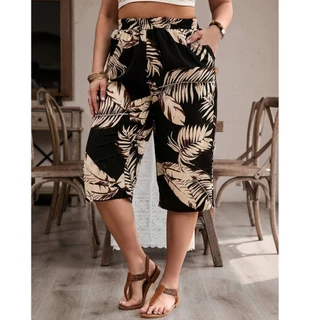 Calça Pantacourt Feminina Estampada Midi Calça Capri