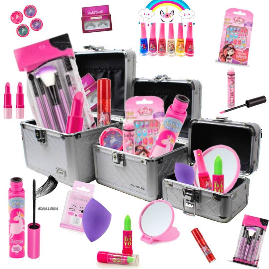 Kit Trio Maleta de Maquiagem Infantil P Completo Rubys Estojo Make ...