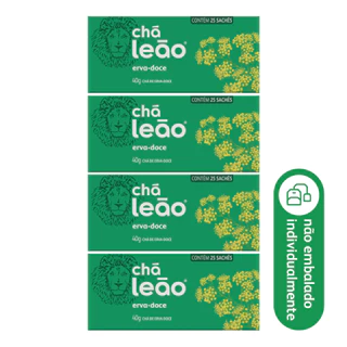 Combo Chá Leão de Erva-Doce 4 Caixas de 25 Un - 100 Sachês
