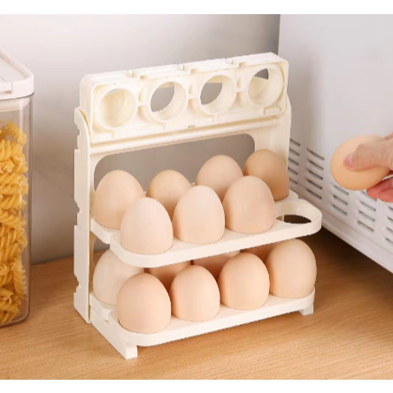 Organizador Suporte Para Ovos Com 3 Andares Dobrável Cabe 24 Ovos Porta Ovos