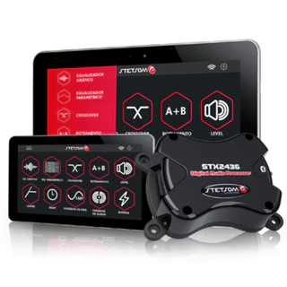 Processador de Áudio Digital Stetsom STX2436 2 Entradas 4 Saídas Bluetooth Interface Android