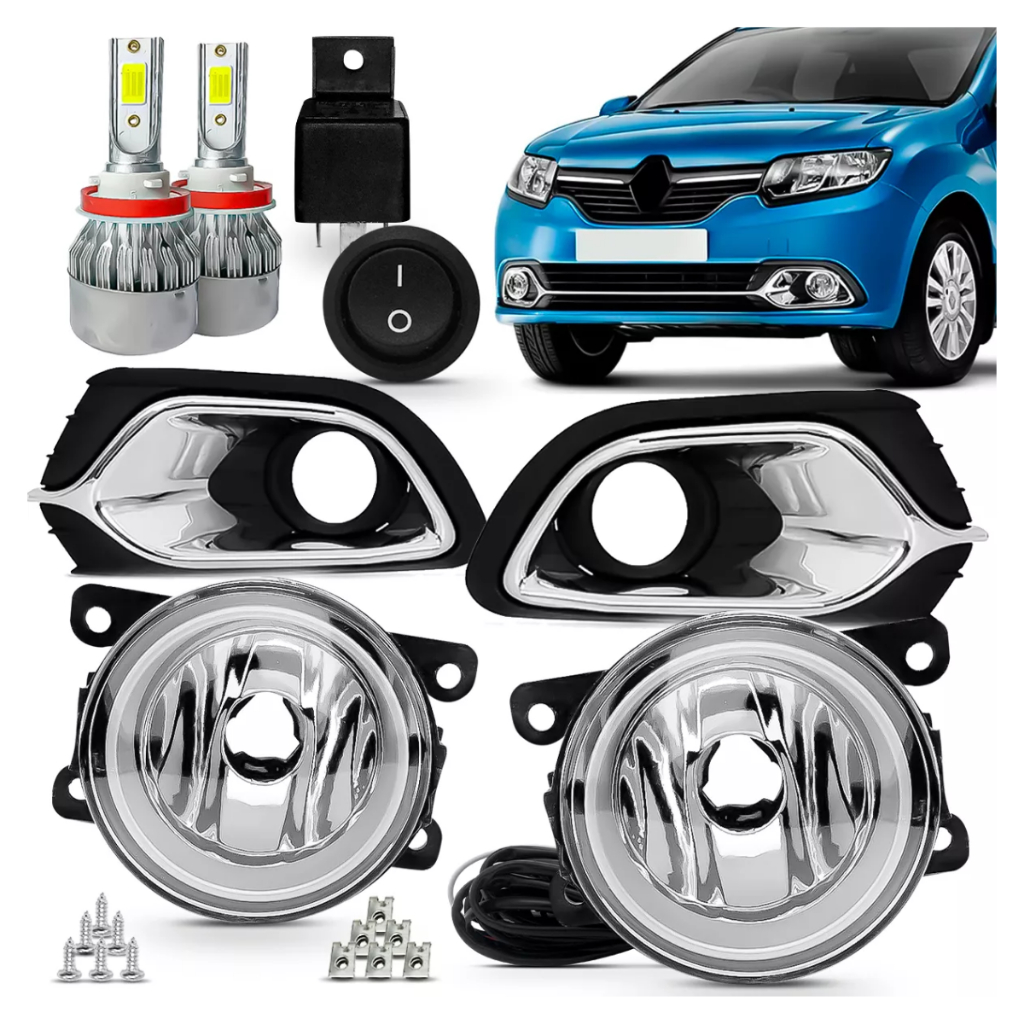 Kit Farol De Milha Logan 2015 A 2018 + Super Led | Shopee Brasil