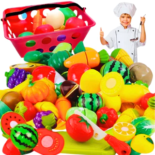 Kit Brinquedo Infantil Legumes e Frutas Crec com Velcr 26 Peças Comidinha Faz de Conta Menino Menina